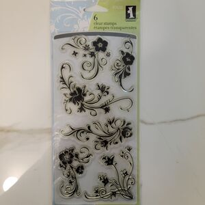 Inkadinkado FLORAL FLOURISHES #97633 Clear Cling Stamps Set of 6 NEW